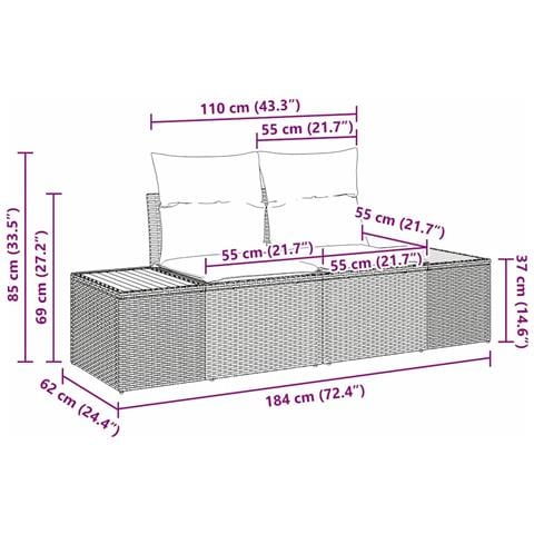 Set di divani da giardino di 6 pezzi con cuscini Beige Poly Rattan Acacia - Foto 9