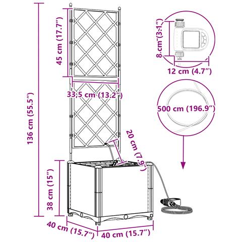 Vasi da Giardino con Sistema di Irrigazione per Acqua Bianco - Foto 9