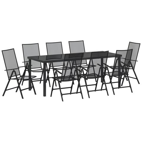 Set da Pranzo da Giardino 9 Pezzi Acciaio Antracite - Foto 1