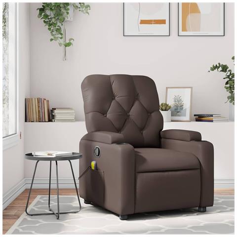 Poltrona Massaggiante Reclinabile marrone in Similpelle - Foto 2