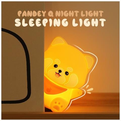 Simpatica Luce Notturna A Forma Di Panda - Lampada Da Comodino Ricaricabile Usb In Silicone Per Bambini - Foto 2