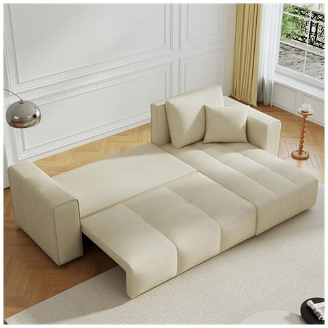 Brighton Divano Angolare Trasformabile A 4 Posti Con Cassettiera In Velluto Beige - Foto 7