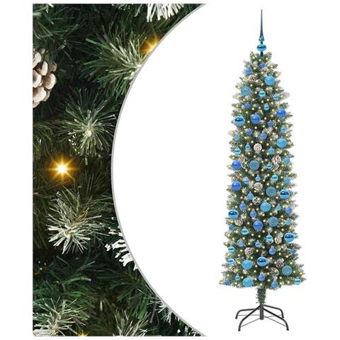 Albero di Natale Artificiale Sottile Verde e Bianco 180 cm - Foto 1