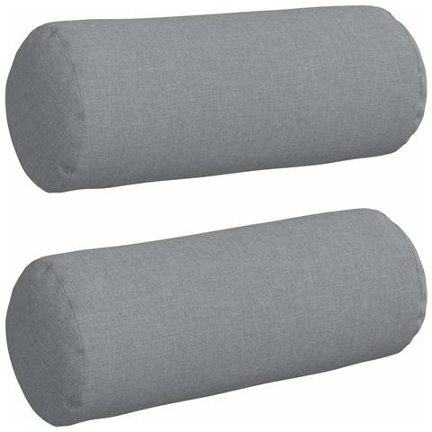 Cuscini a rullo 2 pcs Grigio chiaro Ø 15 x 40 cm Tessuto - Foto 1