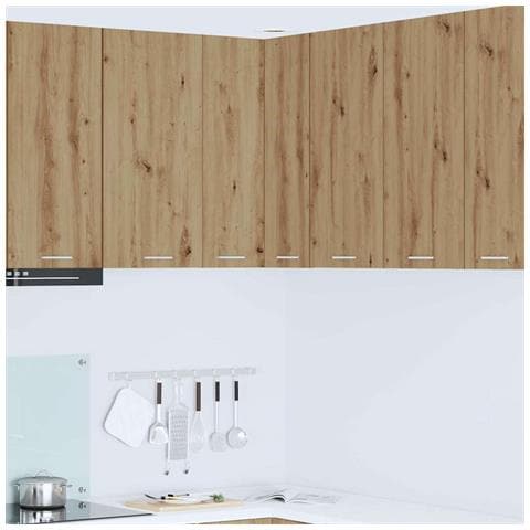 Armadio pensile Riga Rovere Artigiano e Bianco 57 x 57 x 80 cm - Foto 2
