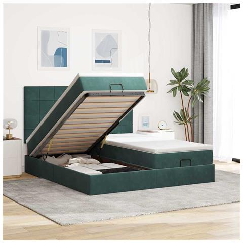 Struttura Letto Pouf con Materassi 160x200 cm Velluto - Foto 2
