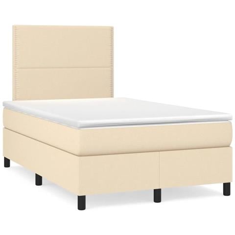 Letto a Molle con Materasso e LED Crema 120x190 cm in Tessuto - Foto 2