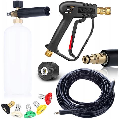 Set Pistola E Tubo Alta Pressione 10m Con Schiumogeno - Compatibile Con Idropulitrice Kärcher K2-k7 | 5 Ugelli | 200 Bar - Foto 1