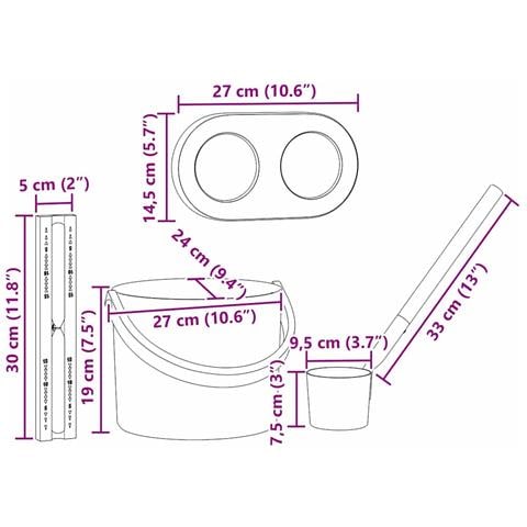 Set di Accessori per Sauna 4 pcs Nero - Foto 9