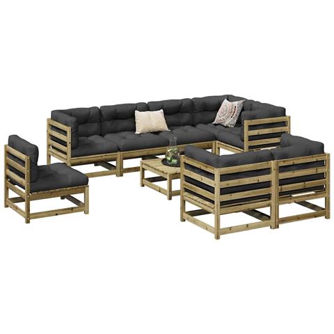 Set Divani da Giardino 9 pz in Legno Impregnato di Pino - Foto 2