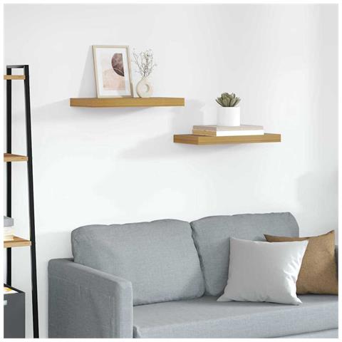 Scaffale da parete 2 pcs Beige 50 x 23 x 4 cm Legno multistrato - Foto 2