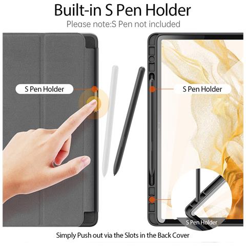 Cover con Tapa per Galaxy Tab S7 - Pelle /PU, Nero, Auto Wake /Sleep - Foto 2