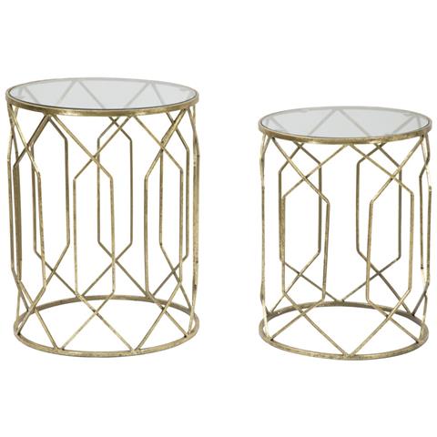 Set Di Tavolini Vkh561-oro-metallo-42x42x53 Cm - Foto 1