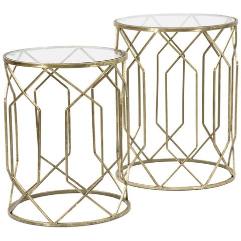 Set Di Tavolini Vkh561-oro-metallo-42x42x53 Cm - Foto 2