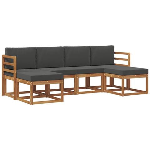 Set di divani da esterno con cuscino 6 pcs Naturale e Antracite - Foto 1
