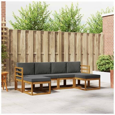 Set di divani da esterno con cuscino 6 pcs Naturale e Antracite - Foto 2