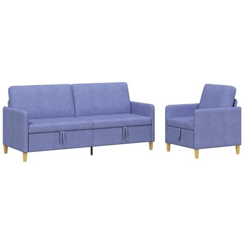 Set di Divani con Storage 2 pcs Blu jeans Poliestere - Foto 1