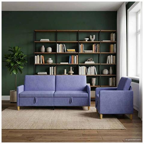 Set di Divani con Storage 2 pcs Blu jeans Poliestere - Foto 2