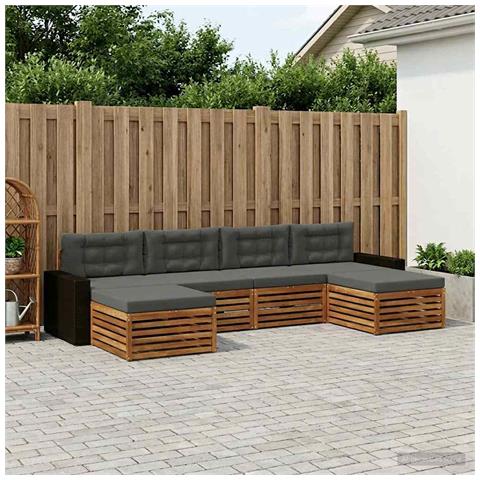 Set divani con cuscino 6 pcs Legno di Acacia Massello - Foto 2