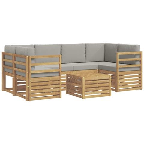 Set di divani da esterno 7 pcs Bianco e Grigio Chiaro - Foto 1