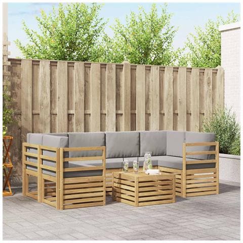 Set di divani da esterno 7 pcs Bianco e Grigio Chiaro - Foto 2