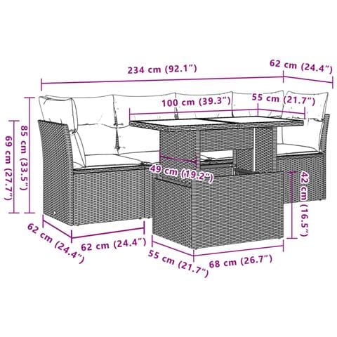 Set Divani da Giardino 5 pz con Cuscini Marrone in Polyrattan - Foto 9