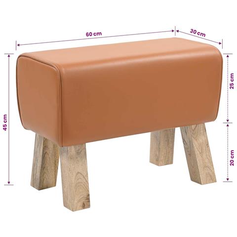 panca 60 x 30 x 45 cm Pelle Vera Marrone - Foto 8