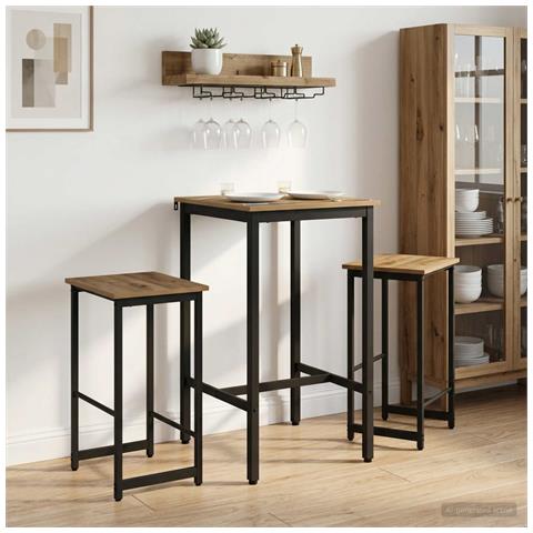 Sgabello da bar 2 pz Rovere Artigianale 40 x 32 x 74 cm - Foto 2