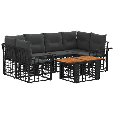 Set Divano da Giardino 7 pz Nero e Grigio scuro polyrattan - Foto 1
