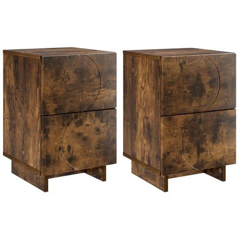 Armadio da Notte 2 pz Rovere Fumo 33,5 x 34,5 x 50 cm - Foto 1