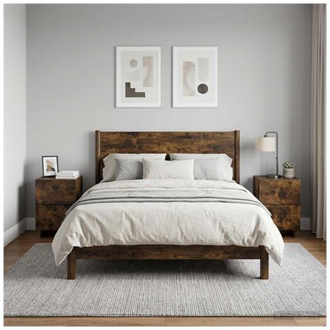 Armadio da Notte 2 pz Rovere Fumo 33,5 x 34,5 x 50 cm - Foto 2