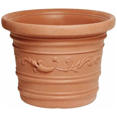 VASO TONDO FESTONATO IN RESINA COLORE ANTRACITE DOPPIO BORDO DIAMETRO CM 80