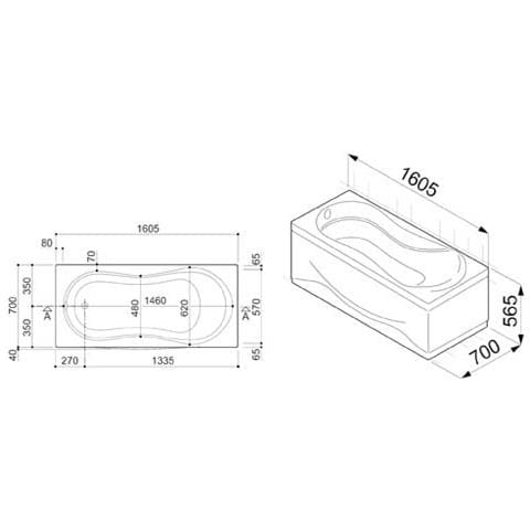 Vasca Normale Da Incasso Solo Guscio   Bianco - 160x70 A Magazzino Da Incasso Solo Guscio - Foto 2