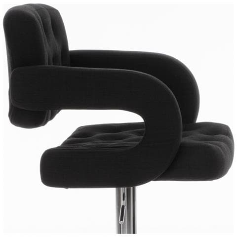 Sgabello Design Dublin In Tessuto - Sgabello Bar Girevole E Regolabile In Altezza 65-85 CM - Sgabello Alto Con Schienale E Braccioli Nero - Foto 5