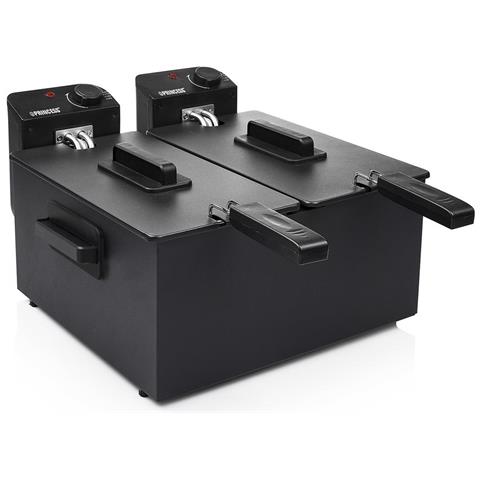 PRINCESS Friggitrice a Doppio Cestello Estraibile 2x3 litri Potenza 2x1800 Watt Colore Nero