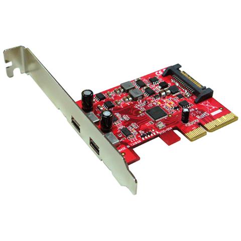 PCI-Express x4 Adapter, 2x Ports Type C USB3.1, USB 3.1 - Foto 1