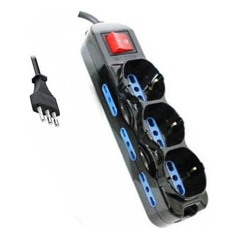 Prolunga 1,5m Multipla 9 Posti Ciabatta Spina 16a - 6 Prese 10 16a + 3 Schuko Nero - Foto 1