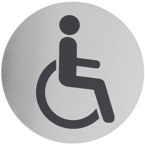 Cartello Adesivo In Alluminio, Disco Segnaletico Ø 80mm Disabili - Thirard - Foto 1