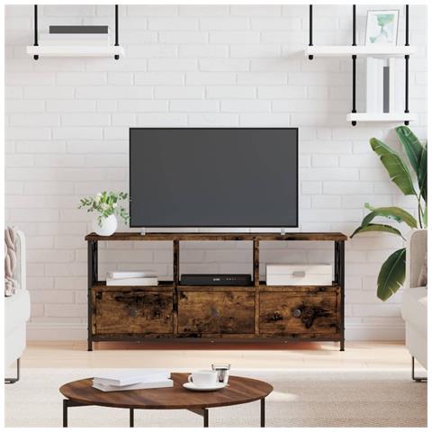 Mobile Tv Rovere Fumo 102x33x45 Cm In Legno Multistrato E Ferro - Foto 6