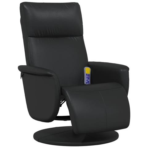 Poltrona Reclinabile Massaggiante Poggiapiedi Nera Similpelle - Foto 1