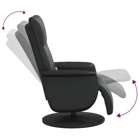 Poltrona Reclinabile Massaggiante Poggiapiedi Nera Similpelle - Foto 10