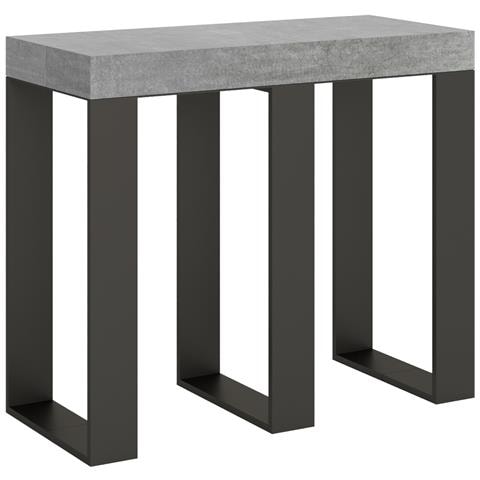 Consolle Allungabile 90x40/196 Cm Sintesi Small Telaio Antracite - Cemento - Foto 5