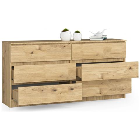 Cassettiera K160, 6 cassetti, 160x40x77 cm, Colore Quercia Artisan - Foto 2