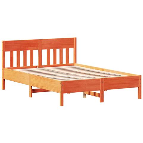 Giroletto Con Testiera Marrone Cera 120x190 Cm Massello Pino - Foto 2