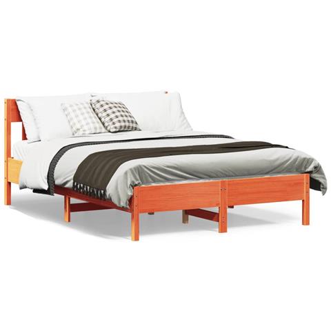 Giroletto Con Testiera Marrone Cera 120x190 Cm Massello Pino - Foto 1