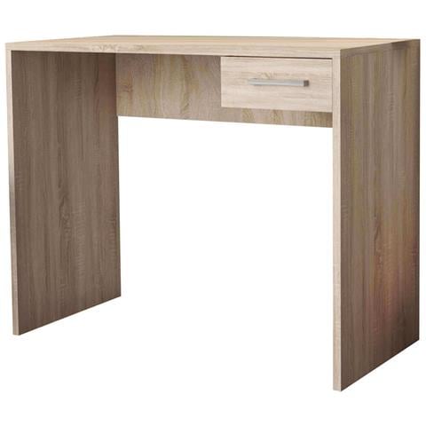 Scrivania Porta Pc Da Interno Camera Da Letto Con Cassetto Laterale In Legno Nobilitato Bilaminato Tommy - Moccasin - Foto 1