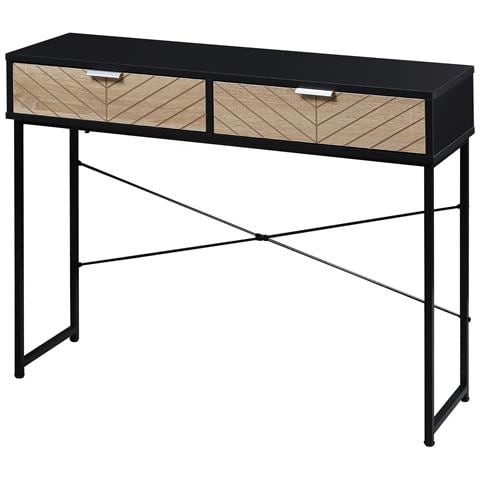 Consolle Moderna Per Ingresso E Soggiorno Con 2 Cassetti In Metallo 100x30x75cm - Nero - Foto 1