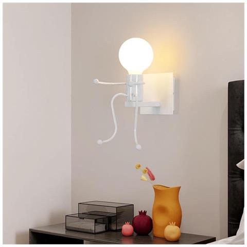 Applique Da Parete A Forma Di Omino Lampada Decorativa In Metallo E27 - Foto 1