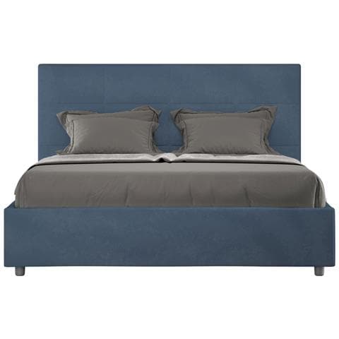 Letto Contenitore Imbottito 140x200 Microfibra Blu Mika - Foto 1
