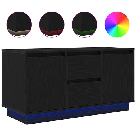 Mobile Porta TV con Luci LED Rovere Nero 100x41x50 cm - Foto 1